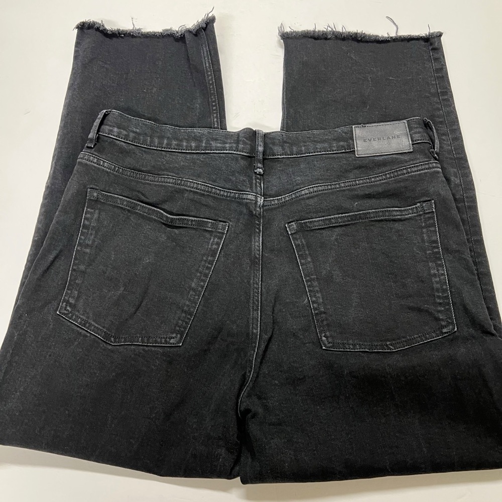Everlane Womens Coal Black The Way High Straight Leg Raw Hem Jeans Size 32 - Picture 5 of 13